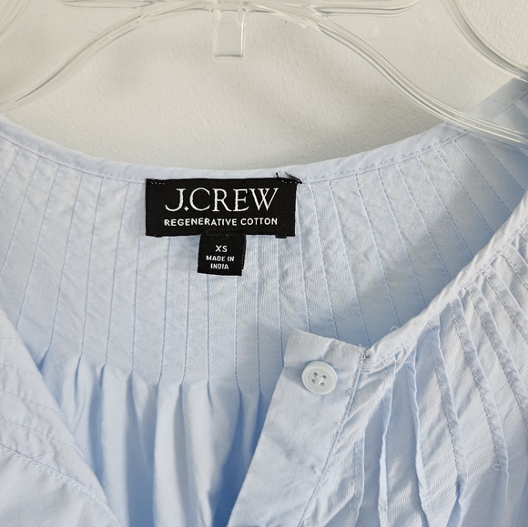 J. Crew Blue Eyelet Top Pleated Detail Full Sleeves - Picture 4 of 5
